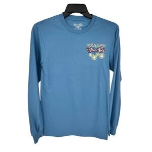 Blessed Girl Graphic Tee Women Small Blue Long Sleeve Trees Forest Psalm 96:12